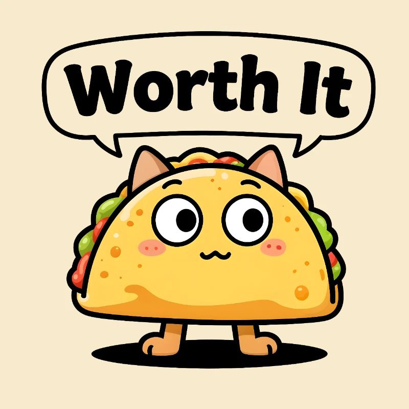 Chat taco expressif – meme “Worth It”