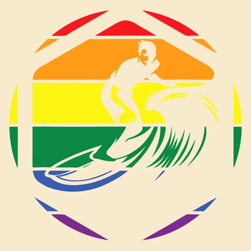 Rainbow Wave Surfer Circle