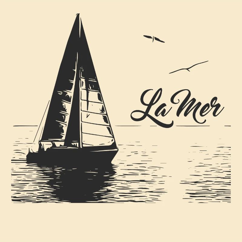 Das Meer - Segelboot und 2 Möwen
