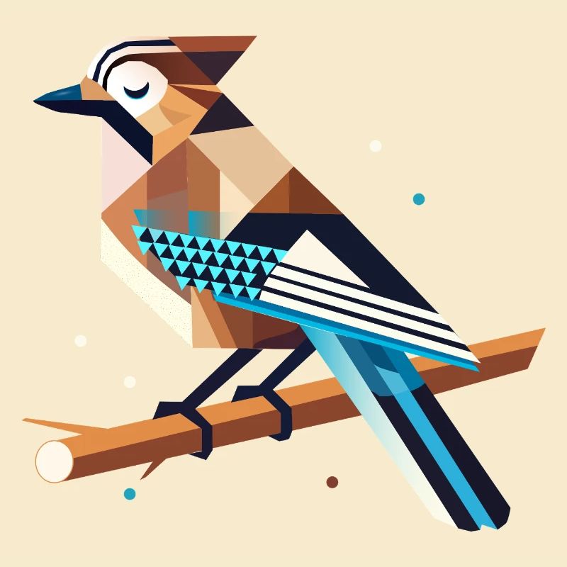 Jays on a branch – stylized spring motif
