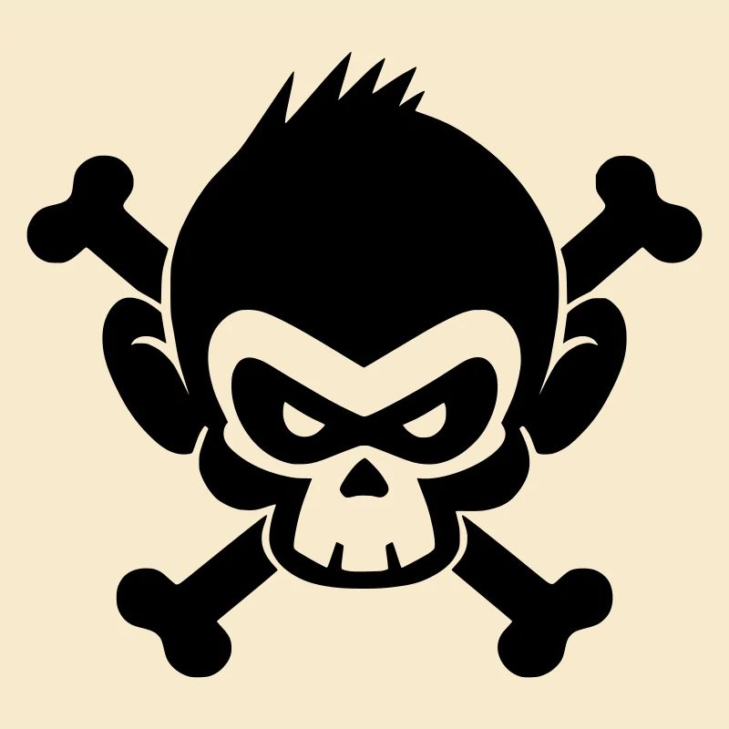 Skull monkey with crossed bones