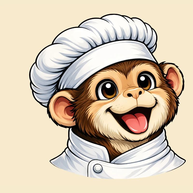 Cute Monkey Chef Cartoon