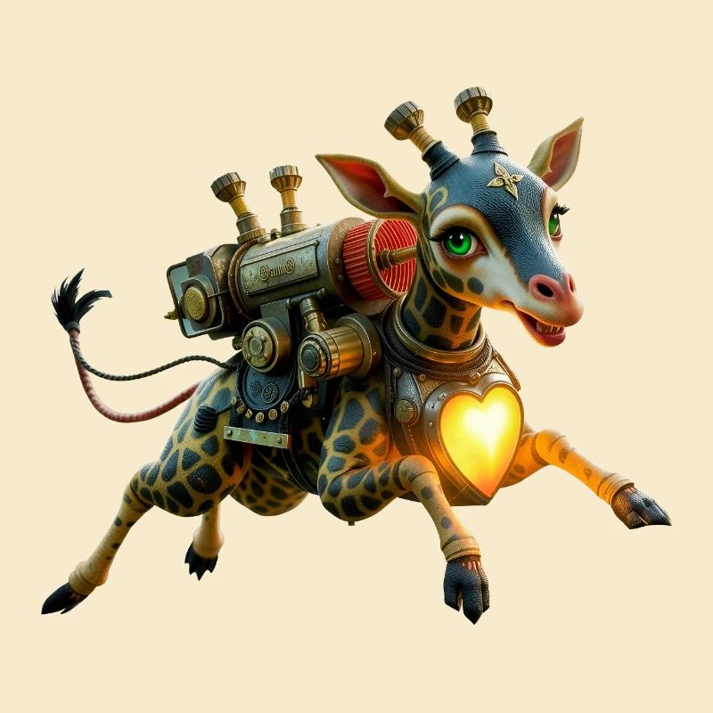 Steampunk Giraffe Illuminated Heart