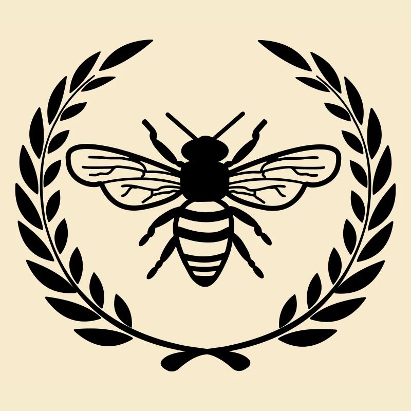 Bee in laurel wreath