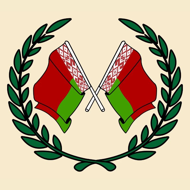Flags Belarus in laurel wreath
