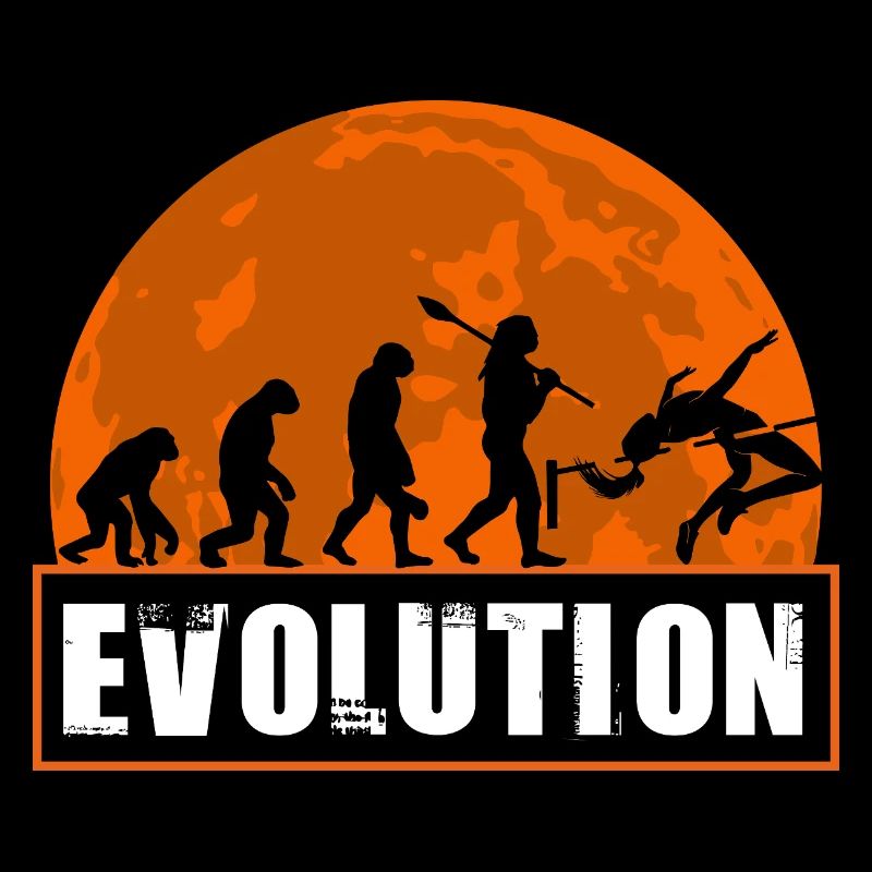High Jumping Evolution Retro Athlete Silhouette