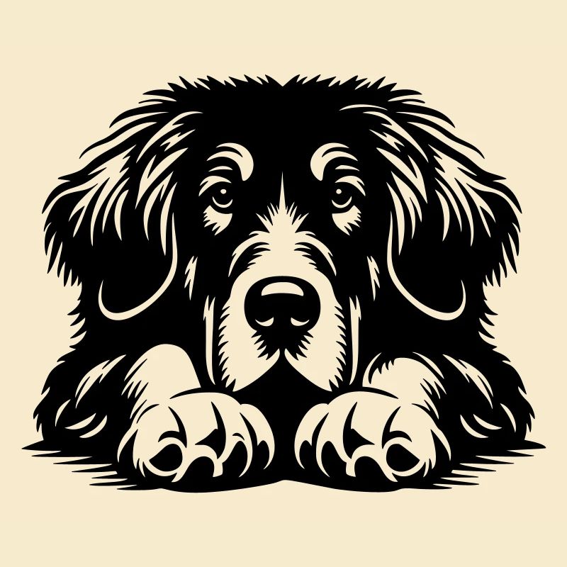 Tibet Dogge Kopf mit Pfoten