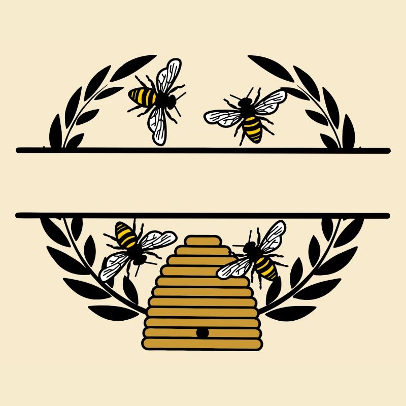 Bee banner with beehive