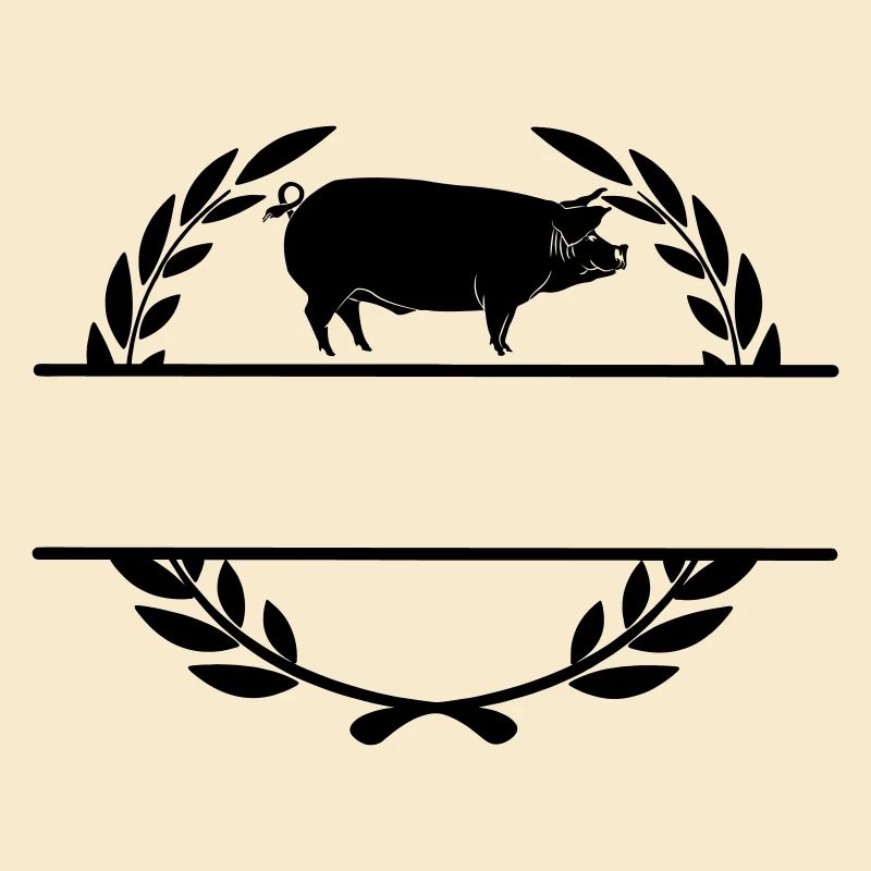 Cochon logo dans une couronne de laurier
