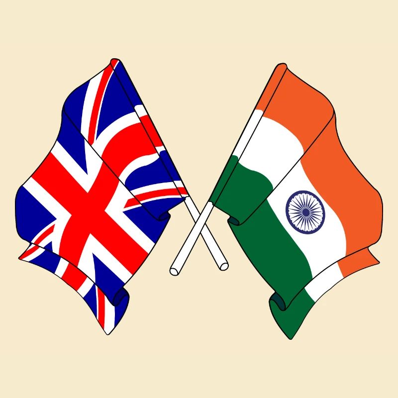 Drapeau de l’Angleterre et drapeau de l’Inde