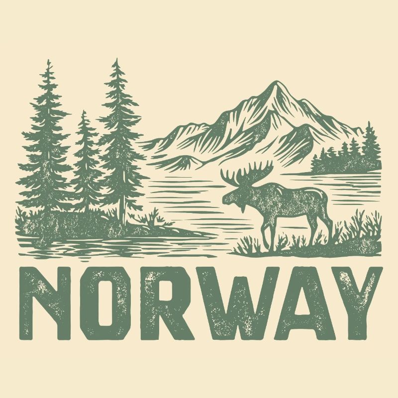 Norwegian forest landscape with moose