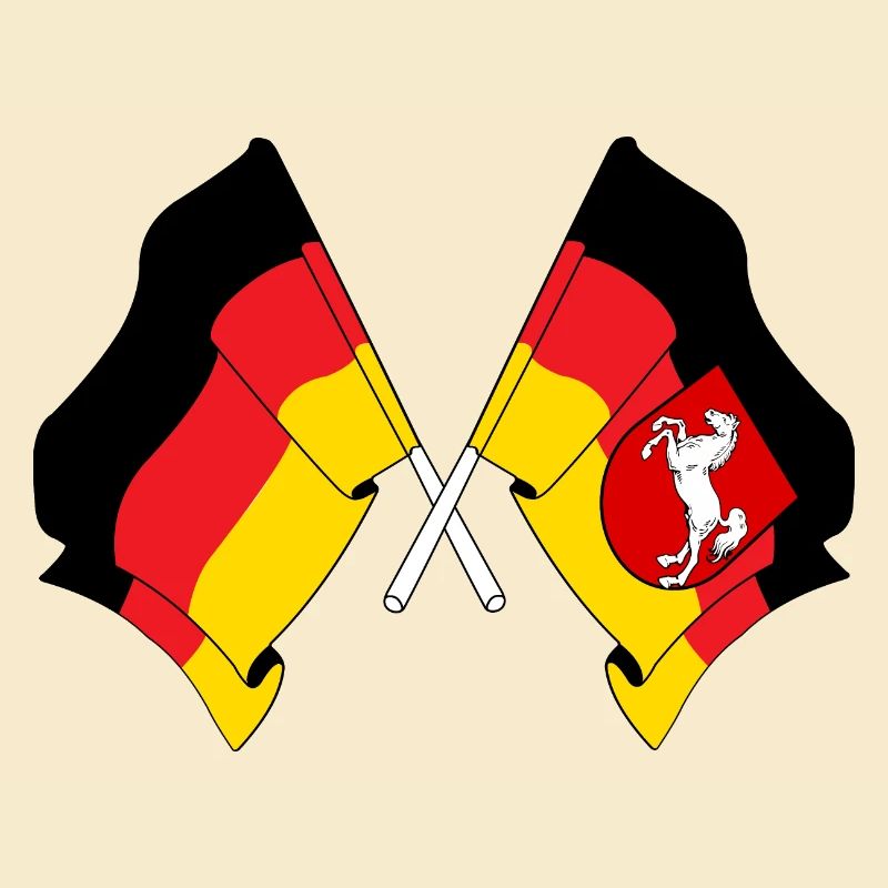 Drapeau de l’Allemagne et drapeau de la Basse-Saxe croisés