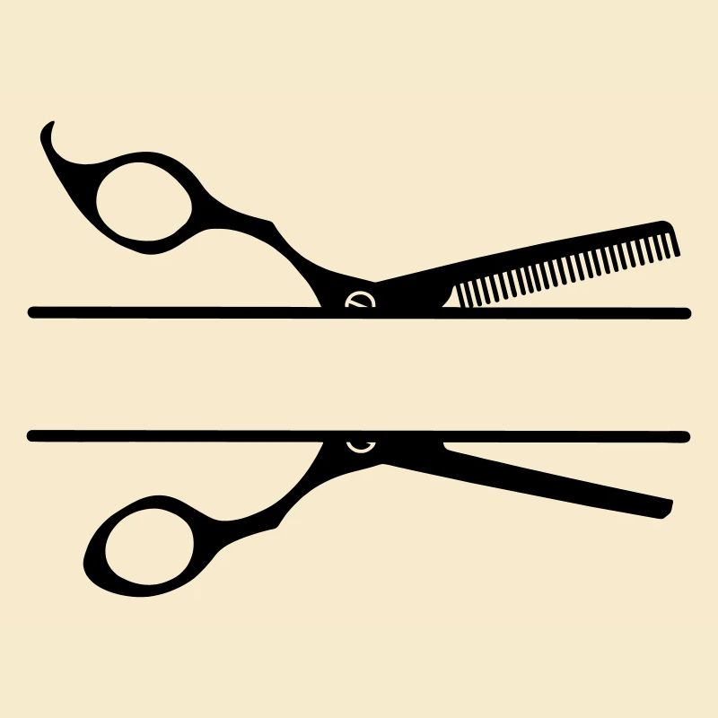 Bannière texte logo coiffeur peigne ciseaux