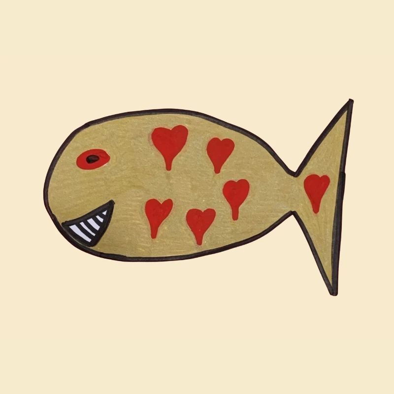 Heart fish with heart pattern
