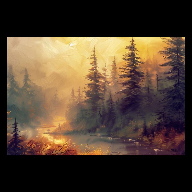 Forest Landscape Illustration Poster