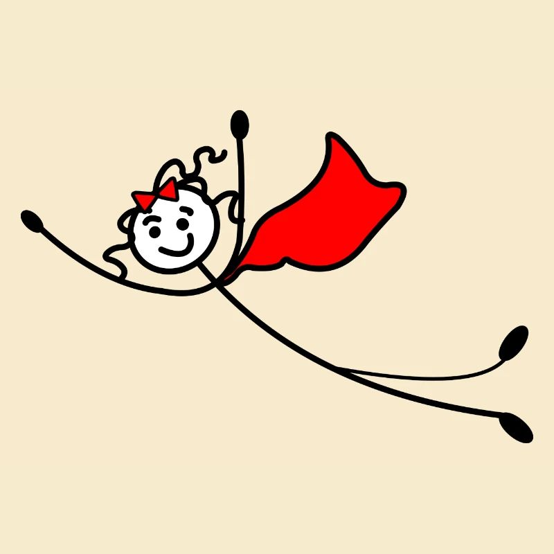 Fliegende Superfrau oder mit rotem Umhang