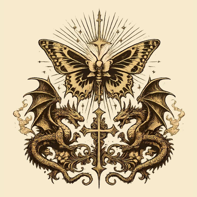 Papillon occulte avec dragon – Gothic Dark