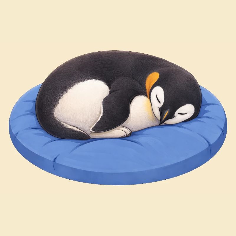 Cute Cartoon Penguin Sleeping Cuddling