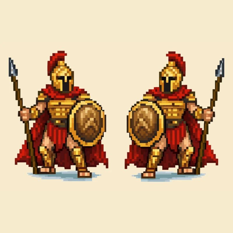 Double Gladiator Pixel Art