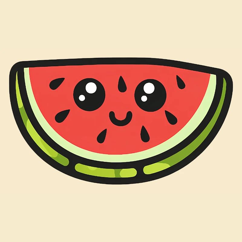 Dessin animé mignon de tranche de pastèque