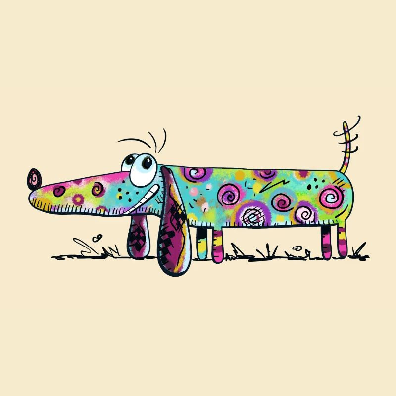 Teckel coloré - Teckel - Art - Fun