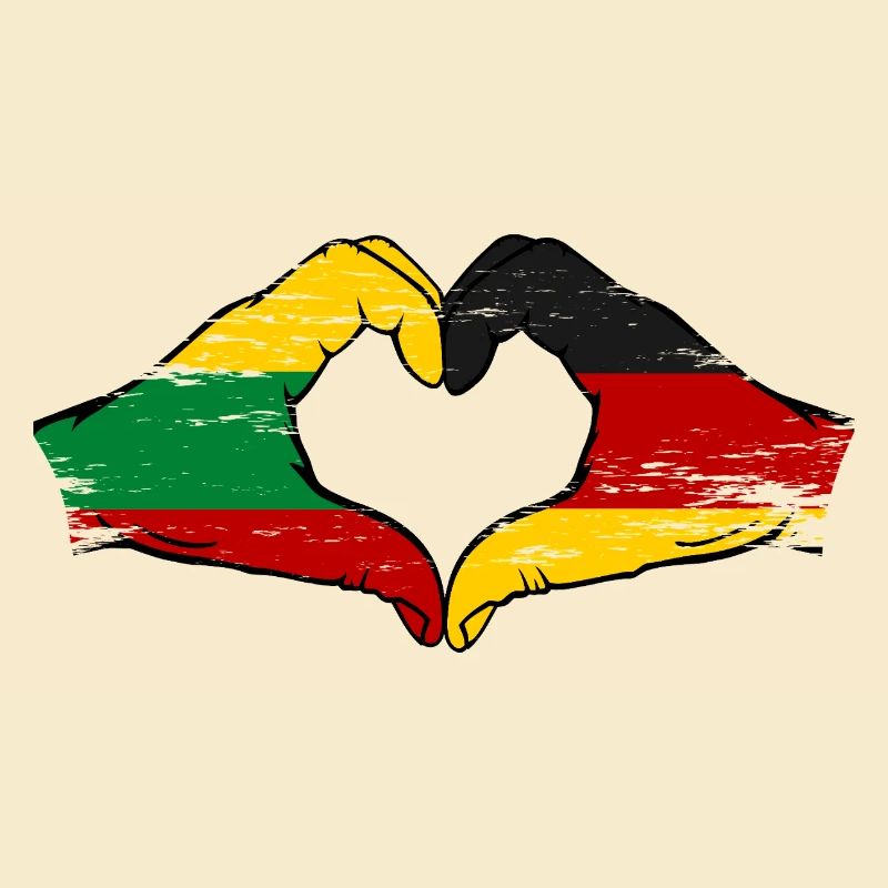 Lituanie Allemagne drapeau mains forme de coeur utilisé