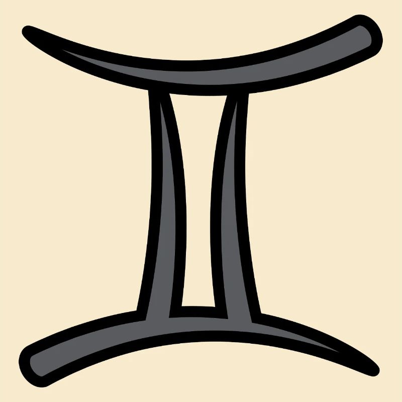 Geimini Sternzeichen Symbol Schwarz & Grau