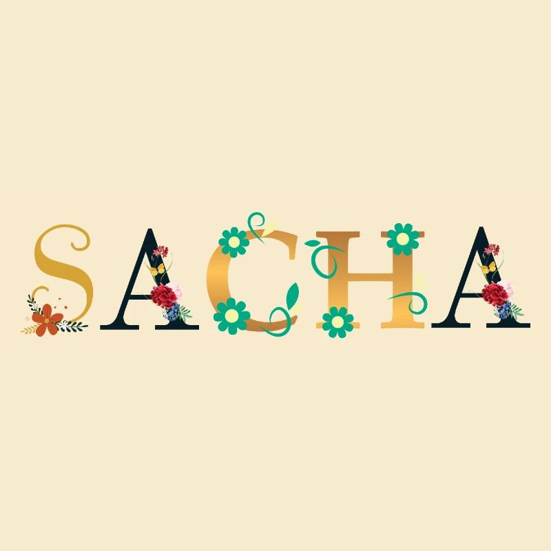 Nom SACHA Orné de Fleurs