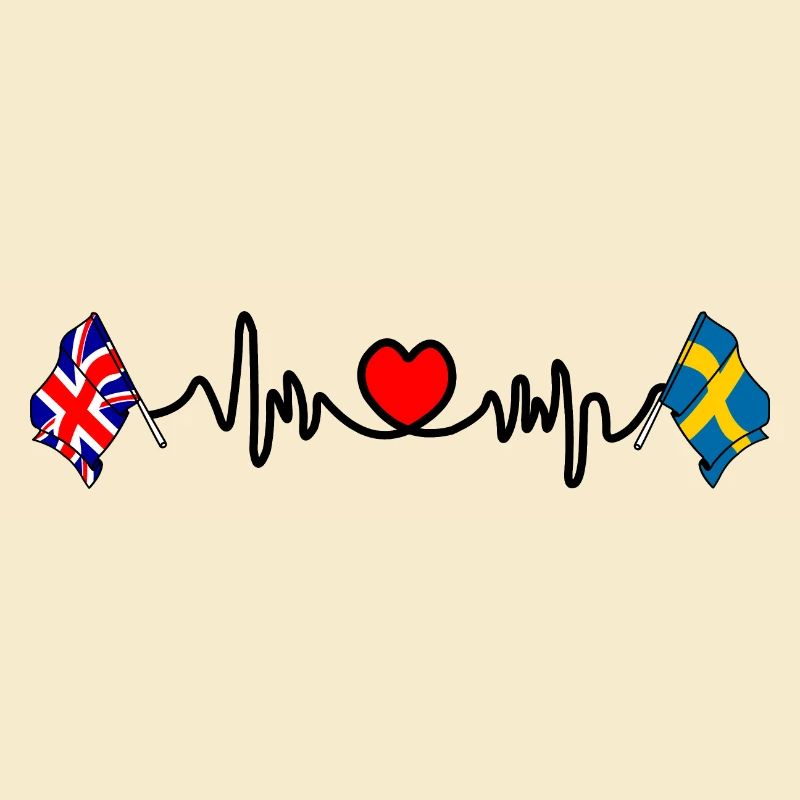 Cardio heart Drapeau Angleterre, drapeau Suède