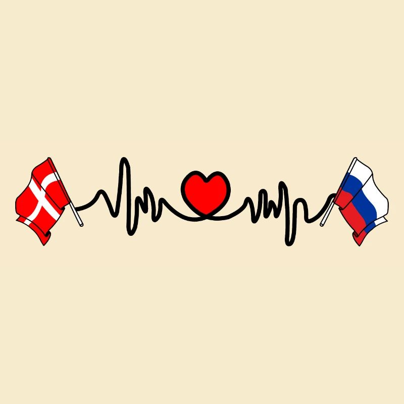 Cardio cardiaque Drapeau Danemark, drapeau Russie