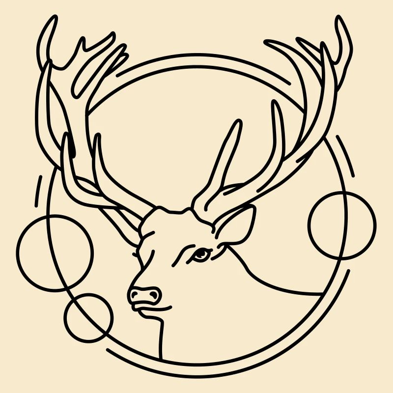 Cerf en forme géométrique - Conception d’art au trait