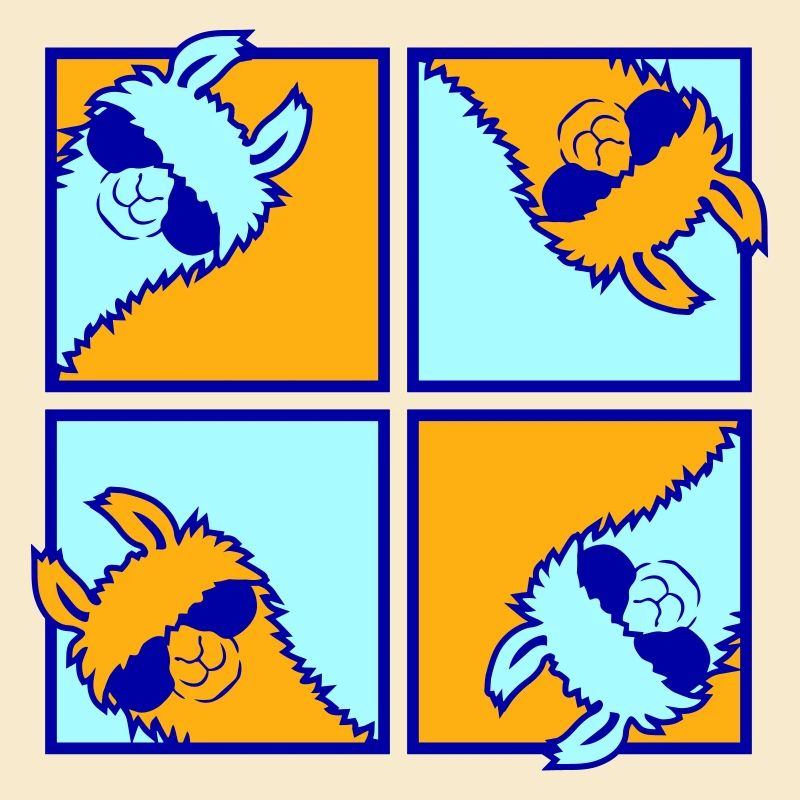 Four Colorful Llamas Tile Pattern 4 Pop Art Alpacas