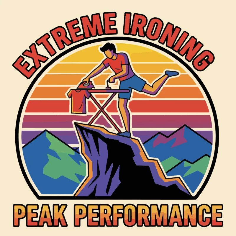 Extreme Ironing Peak Performance Retro Sticker