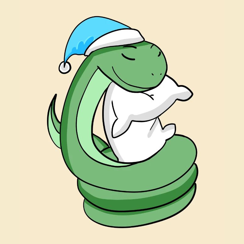 Snake with pillow and sleeping cap