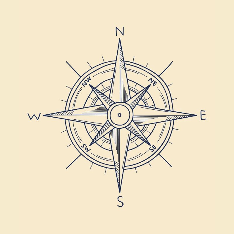 Nautic Design Blue Compass Nautical Emblem