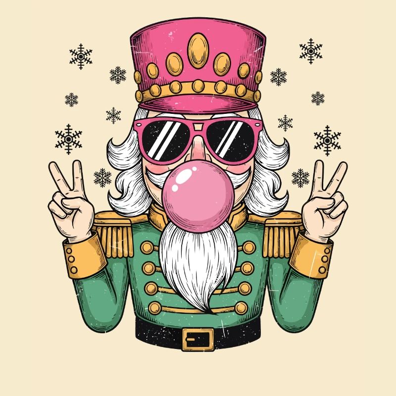 Nutcracker blows chewing gum