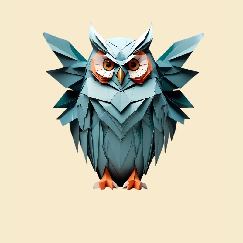 Blau Low-Poly Eule Design