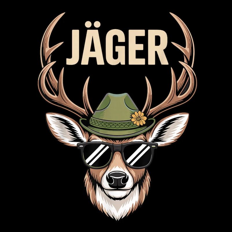 Jäger Hirsch mit Hut Sonnenbrille