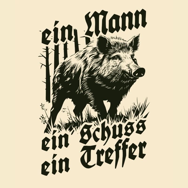 Ein Mann ein Schuss ein Treffer Wildschwein Jagd