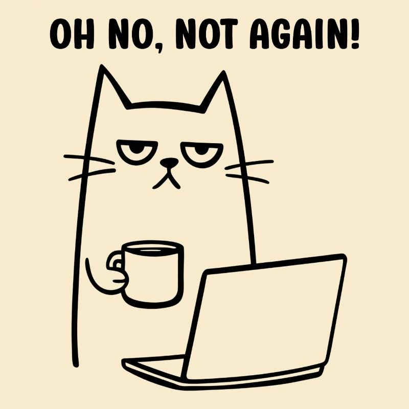 Oh non, pas encore le chat drôle avec le carnet de café