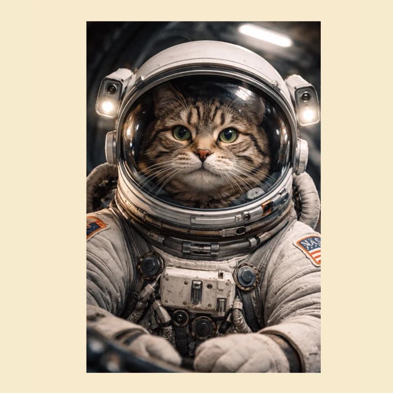 Space cat in astronaut suit