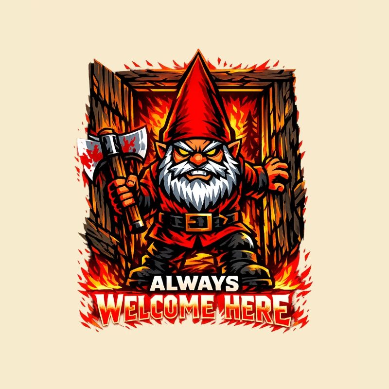 Evil Gnome, Dark Gnome, Goth Gnome, Funny Gnome