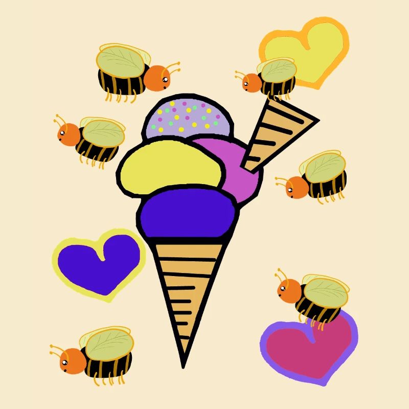 Retro Eis Eiskrem Eiscreme Bienen