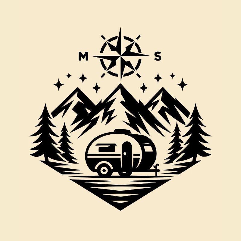 Camping Compass Mountains