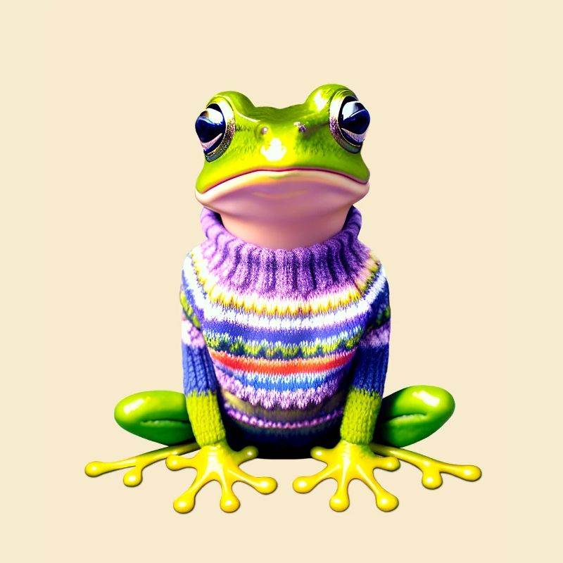 Kleiner Regenbogenfrosch mit Norweger-Pullover