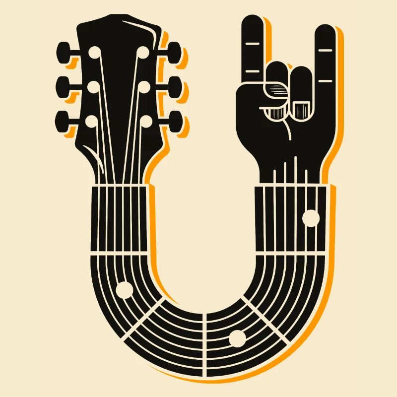 Conception audacieuse de signe de main de manche de guitare