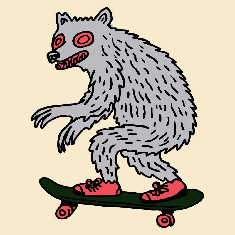 Mondschein-Werwolf-Skateboarder