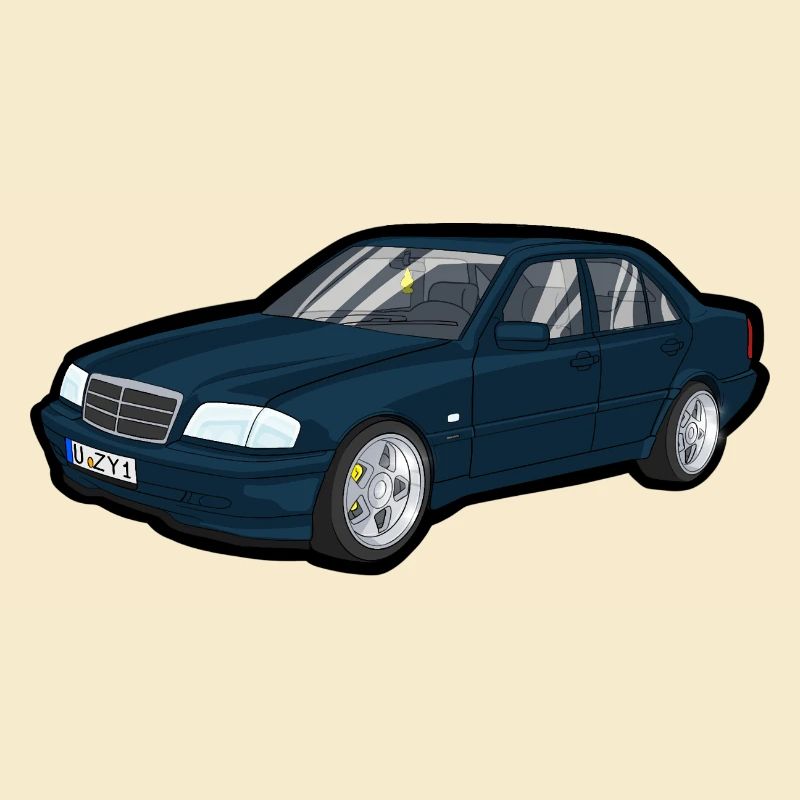 Blauer Oldtimer Cartoon Auto