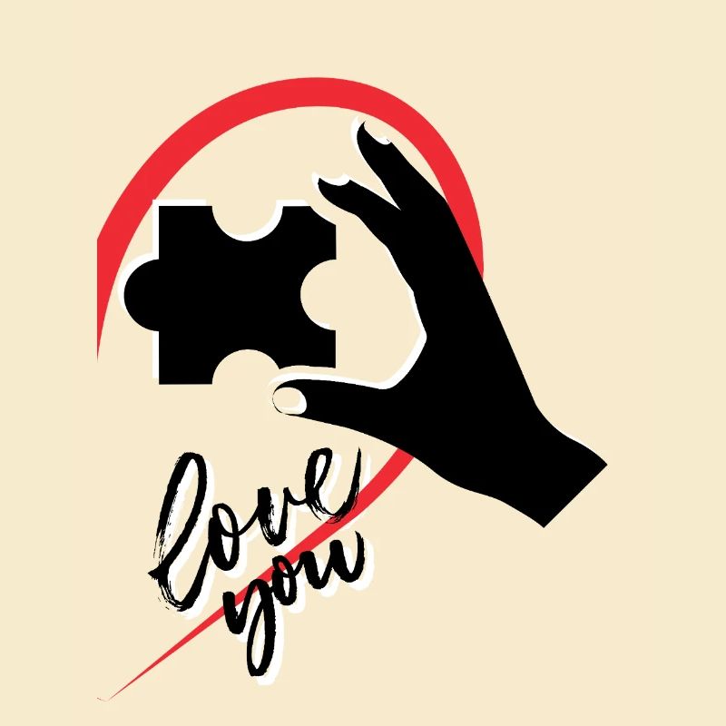 Hand, die ein Puzzle hält, halb ein Herz