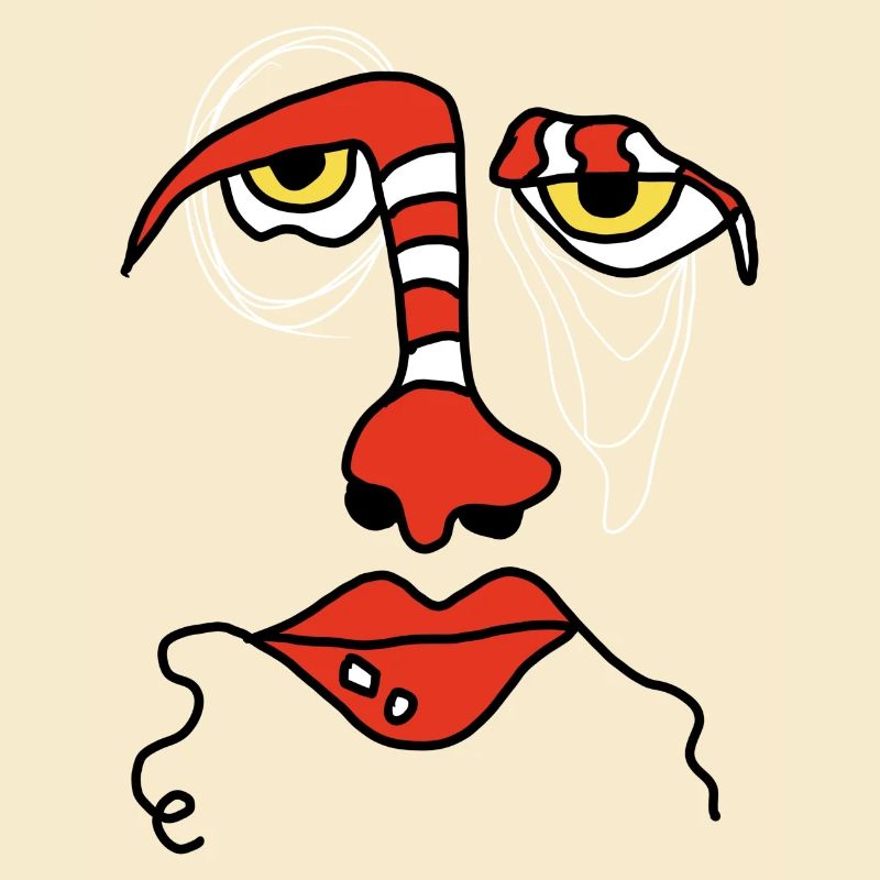 Visage abstrait avec rayures